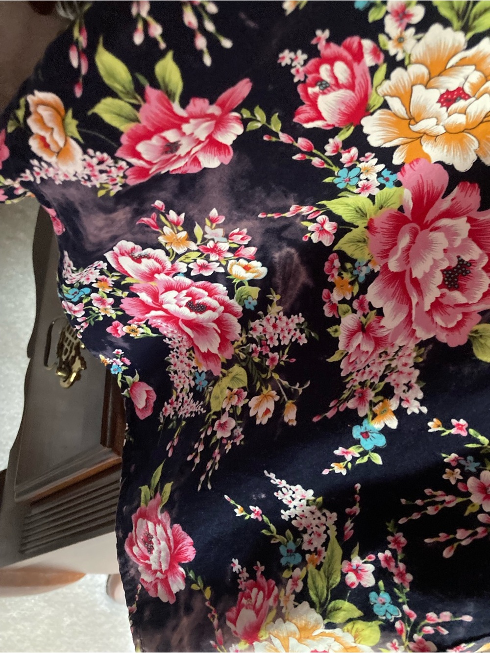 Floral Midi Dress Shirt - Pink & Black - Picture 8 of 9